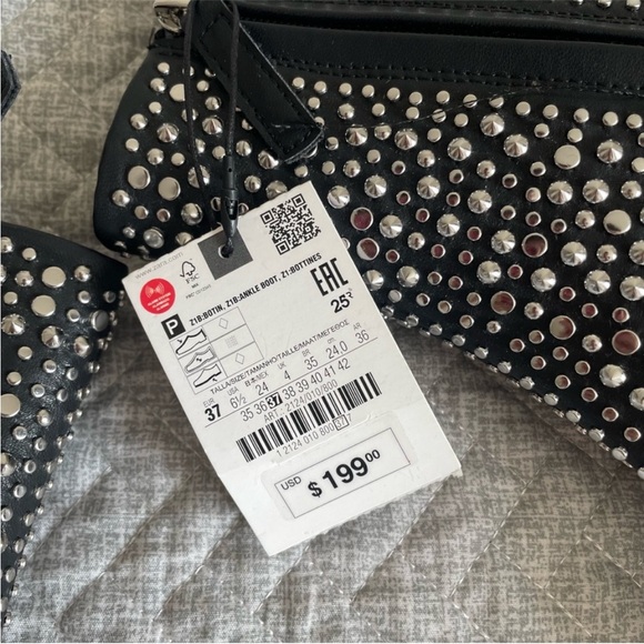 ZARA STUDDED HIGH HEEL ANKLE BOOTS size 6.5 - Picture 7 of 13